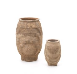 Ensemble Llonga de 2 pots de fleurs en terre cuite, finition naturelle Ø 54 / 32 cm