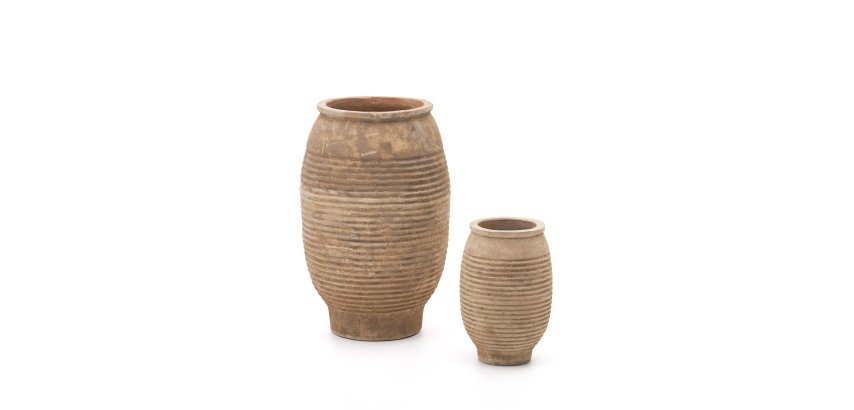 Ensemble Llonga de 2 pots de fleurs en terre cuite, finition naturelle Ø 54 / 32 cm