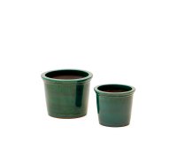 Set Presili de 2 maceteros de cerámica con acabado verde glaseado Ø 37 / 47 cm