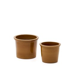 Set Presili de 2 maceteros de cerámica con acabado mostaza glaseado Ø 37 / 47 cm