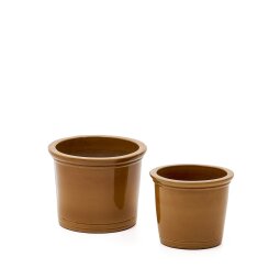 Presili set of 2 ceramic planters with glazed mustard finish Ø 37 / 47 cm