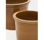 Ensemble Presili de 2 pots de fleurs en céramique, finition moutarde vernissée Ø 37 / 47 cm