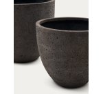Ensemble Serili de 2 pots de fleurs en ciment et fibre de verre gris foncé Ø 42 cm / Ø 50 cm