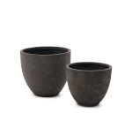 Ensemble Serili de 2 pots de fleurs en ciment et fibre de verre gris foncé Ø 42 cm / Ø 50 cm