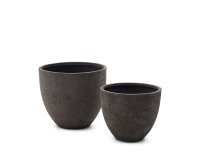 Set Serili de 2 maceteros de cemento y fibra de vidrio gris oscuro Ø 42 cm / Ø 50 cm