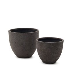 Serili set of 2 dark grey cement and fiberglass plant pots Ø 42 cm / Ø 50 cm