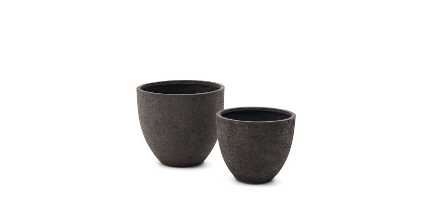 Serili set of 2 dark grey cement and fiberglass plant pots Ø 42 cm / Ø 50 cm