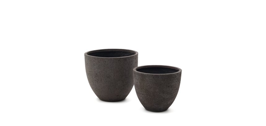 Ensemble Serili de 2 pots de fleurs en ciment et fibre de verre gris foncé Ø 42 cm / Ø 50 cm
