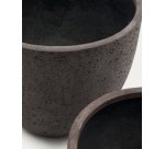 Ensemble Serili de 2 pots de fleurs en ciment et fibre de verre gris foncé Ø 42 cm / Ø 50 cm