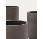 Ensemble Sintina de 3 pots de fleurs en ciment et fibre de verre gris Ø 23 cm / Ø 27,5 cm / 32 cm