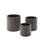 Ensemble Sintina de 3 pots de fleurs en ciment et fibre de verre gris Ø 23 cm / Ø 27,5 cm / 32 cm