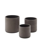 Set Sintina de 3 maceteros de cemento y fibra de vidrio gris Ø 23 cm / Ø 27,5 cm / 32 cm