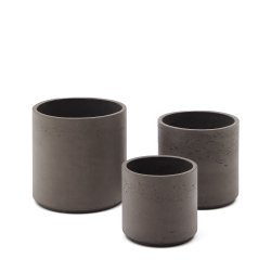 Set van 3 grijze bloempotten Sintina van cement en glasvezel Ø 23 cm / Ø 27,5 cm / 32 cm