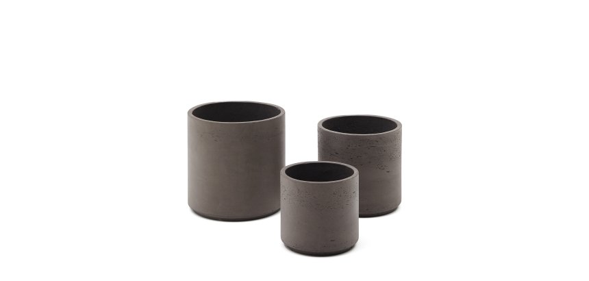 Ensemble Sintina de 3 pots de fleurs en ciment et fibre de verre gris Ø 23 cm / Ø 27,5 cm / 32 cm