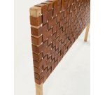 Tête de lit Calixta en bois de teck et cuir pour lit de 150 cm