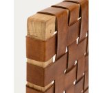 Tête de lit Calixta en bois de teck et cuir pour lit de 150 cm