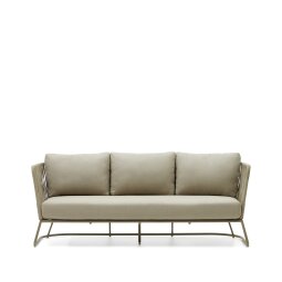 Saconca 3-seater outdoor sofa made of cord and green galvanised steel, 189 cm