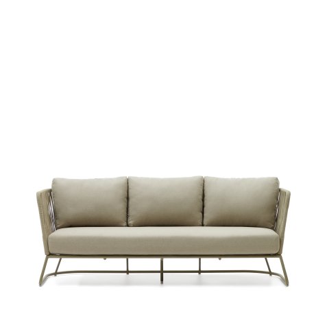 Outdoor-sofa Saconca met 3 zitplaatsen in touw en groen gegalvaniseerd staal 189 cm