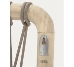 Cabecero Aberash de madera maciza de mindi y cuerda gris para cama de 160 cm