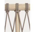 Cabecero Aberash de madera maciza de mindi y cuerda gris para cama de 160 cm