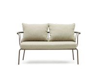 Salguer sofa in green cord and steel with a brown painted finish, 134 cm