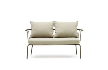 Salguer sofa in green cord and steel with a brown painted finish, 134 cm