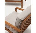 Ensemble d'extérieur Frares de canapé 2 places, 2 fauteuils et table basse en bois d'acacia massif