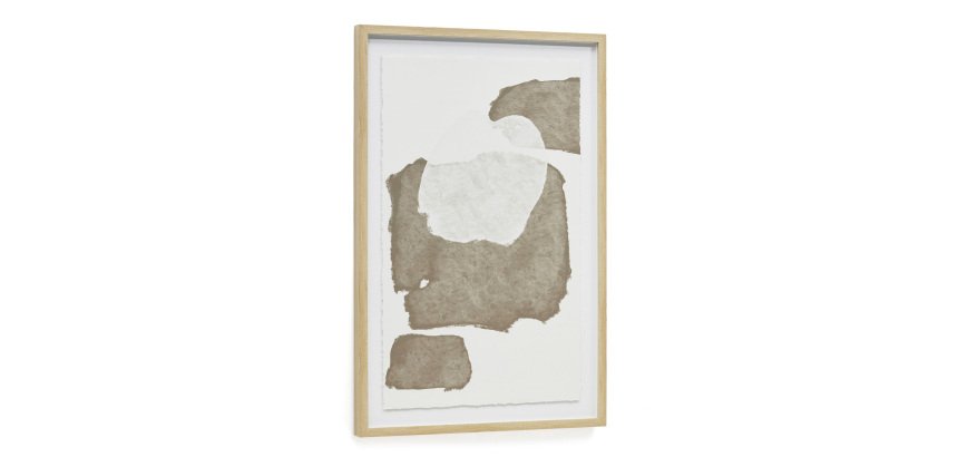 Tableau abstrait Torroella blanc et marron 60 x 90 cm