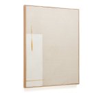 Cuadro abstracto Salin con raya vertical de lino beige  80 x 100 cm