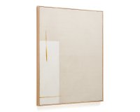 Tableau abstrait Salin avec rayure verticale en lin beige 80 x 100 cm