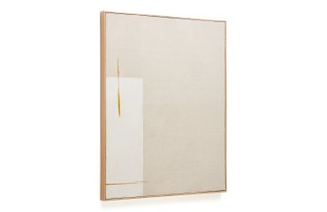 Tableau abstrait Salin avec rayure verticale en lin beige 80 x 100 cm