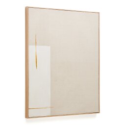 Abstract schilderij op linnen Salin met beige verticale streep 80 x 100 cm