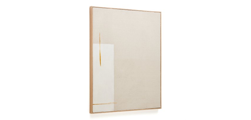 Salin abstract painting with a vertical beige linen stripe 80 x 100 cm