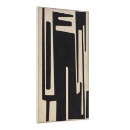 Salmi abstract painting in beige and black linen 210 x 110 cm