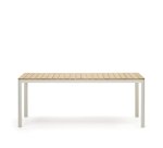 Mesa 100% exterior Bona madera maciza de teca y aluminio con acabado blanco 200 x 100 cm