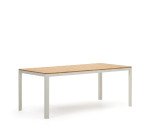 Mesa 100% exterior Bona madera maciza de teca y aluminio con acabado blanco 200 x 100 cm