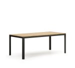 Table 100 % d'extérieur Bona bois de teck massif et aluminium finition noire 200 x 100 cm