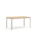 Table 100 % d'extérieur Bona bois de teck massif et aluminium finition blanche 160 x 90 cm