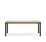 Table 100 % d'extérieur Bona bois de teck massif et aluminium finition noire 200 x 100 cm