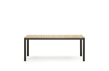 Table d'extérieur Bona - bois de teck massif pieds aluminium