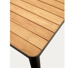 Table 100 % d'extérieur Bona bois de teck massif et aluminium finition noire 200 x 100 cm