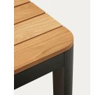 Table 100 % d'extérieur Bona bois de teck massif et aluminium finition noire 200 x 100 cm