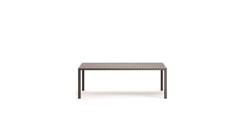 DE_Table de jardin Culip en aluminium finition marron 220 x 100 cm