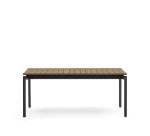 Table d'extérieur extensible Canyelles - bois - pieds métal noir mat 180(240) x 100 cm