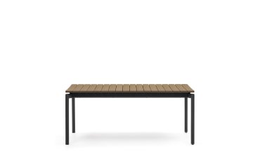 Table d'extérieur extensible Canyelles - bois - pieds métal noir mat 180(240) x 100 cm