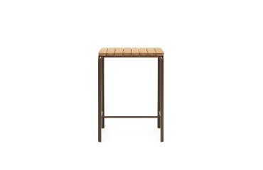 Hoge terrastafel Salguer massief acaciahout en bruin stalen onderstel 70 x 70 cm