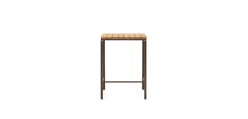 Table haute d'extérieur Salguer - bois acacia massif  pied acier marron L 70 x P 70 cm