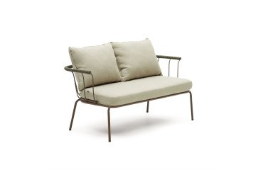 Canapé Salguer - 2 places - corde verde - structure acier finition marron