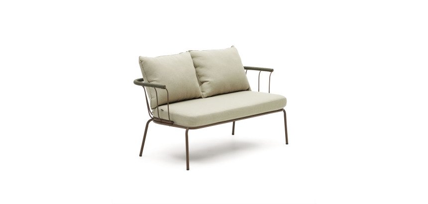 Canapé Salguer - 2 places - corde verde - structure acier finition marron