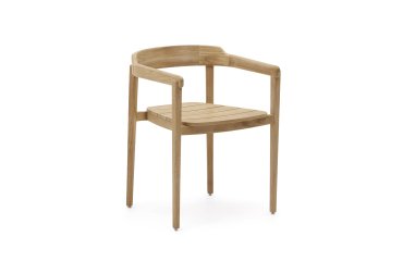 Silla apilable Icaro de madera maciza de teca con acabado natural FSC 100%